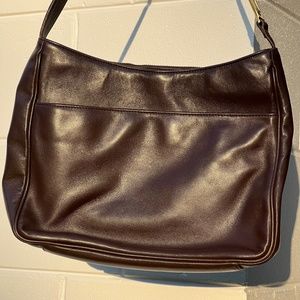 Lauren Ralph Lauren espresso brown leather with gold-tone hardware.